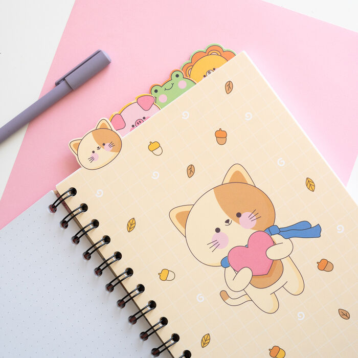 Cuaderno A5 rosa kawaii con espiral y conejo con zanahoria - 3