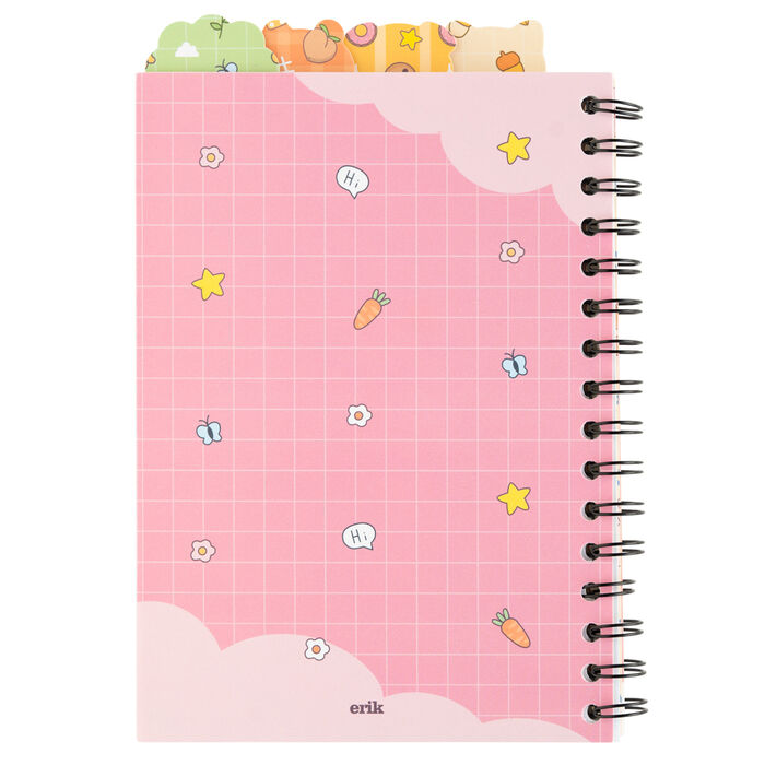 Cuaderno A5 rosa kawaii con espiral y conejo con zanahoria - 6