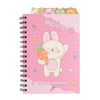 Cuaderno A5 rosa kawaii con espiral y conejo con zanahoria
