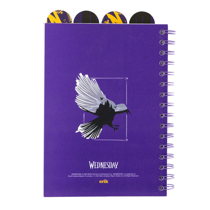 Cuaderno A5 morado de Miércoles con espiral y diseño The Hive Life - 3