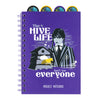 Cuaderno A5 morado de Miércoles con espiral y diseño The Hive Life