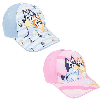 Gorras Bluey surtidas en diseños azul y rosa con Bluey y Bingo