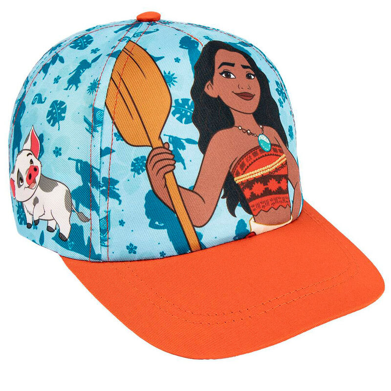 Gorra Vaiana Moana Disney azul turquesa con visera naranja