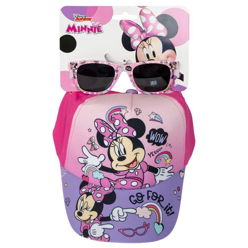 Set de gorra rosa y lila con gafas de sol de Minnie Disney