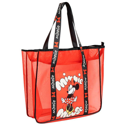 Bolsa de playa roja de Minnie Disney con asas estampadas