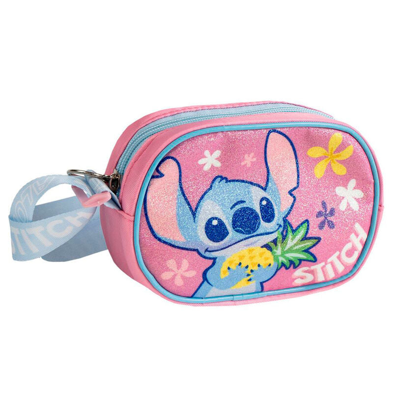 Bolso rosa de Stitch Disney con piña, flores y correa