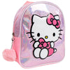 Mochila rosa brillante de Hello Kitty con pompón decorativo
