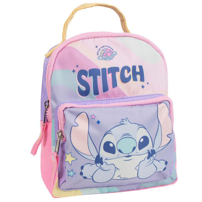 Mochila escolar rosa y lila de Stitch Disney con bolsillo frontal