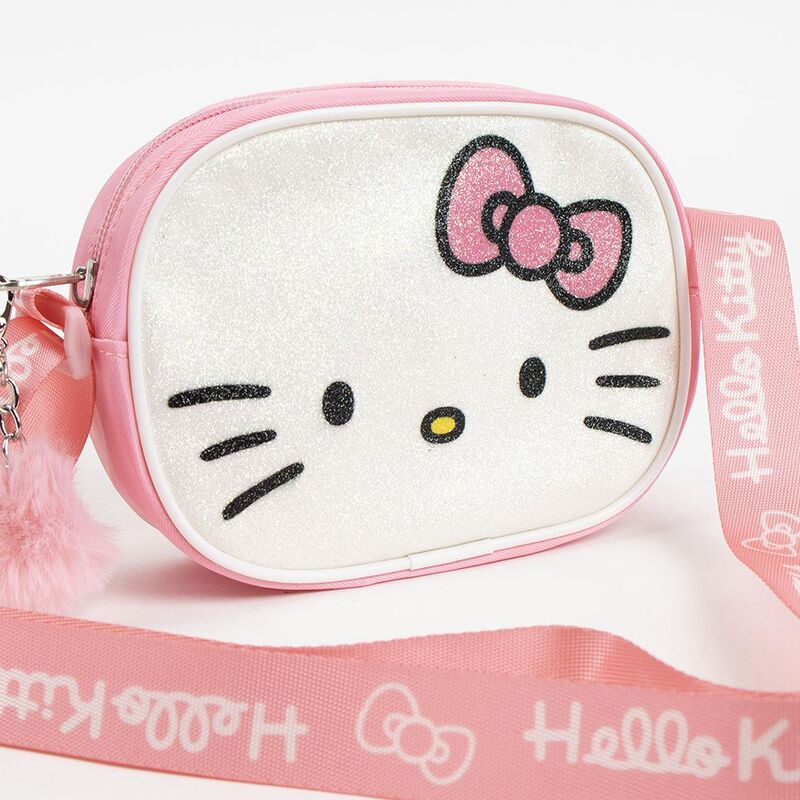 Bolso bandolera rosa de Hello Kitty con lazo y pompón - 3