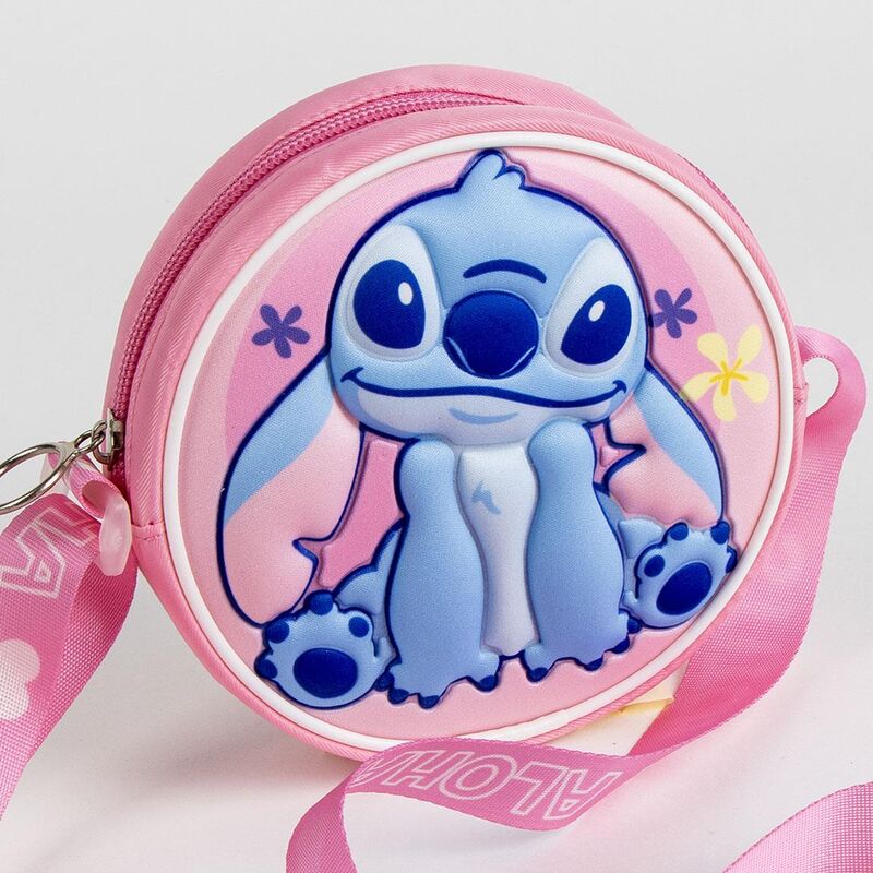 Bolso 3D rosa de Stitch Disney con cremallera - 3