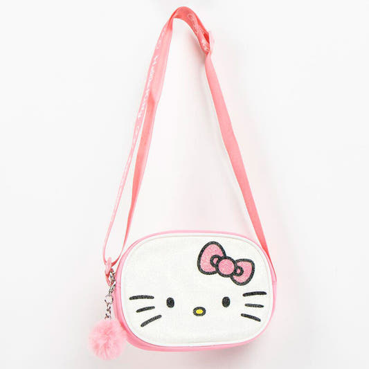 Bolso bandolera rosa de Hello Kitty con lazo y pompón - 4