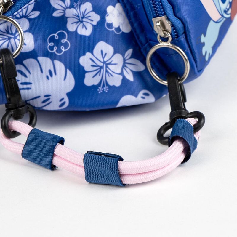 Riñonera azul de Stitch Disney con estampado floral y bolsillo frontal - 2