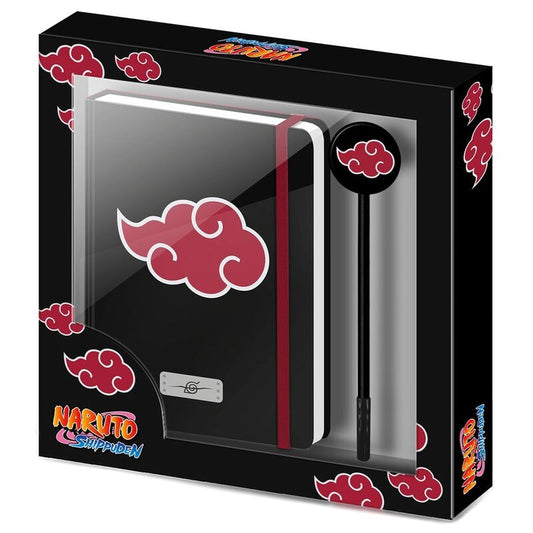Set de diario y bolígrafo Naruto Shippuden con nubes rojas