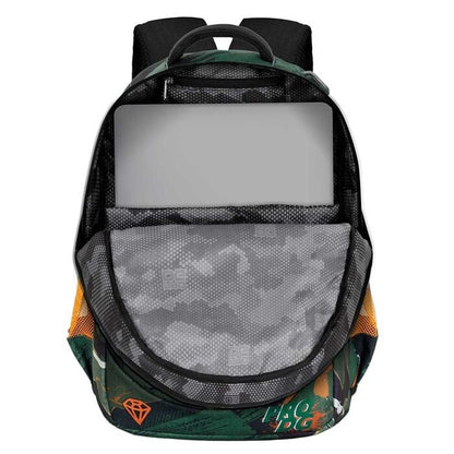 Mochila Running Diamond PRO DG verde y negra con diseño de patinador - 2