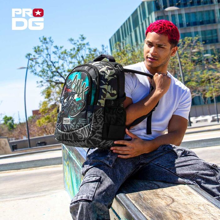 Mochila escolar Running Rise PRO-DG con diseño de ciclista BMX - 3