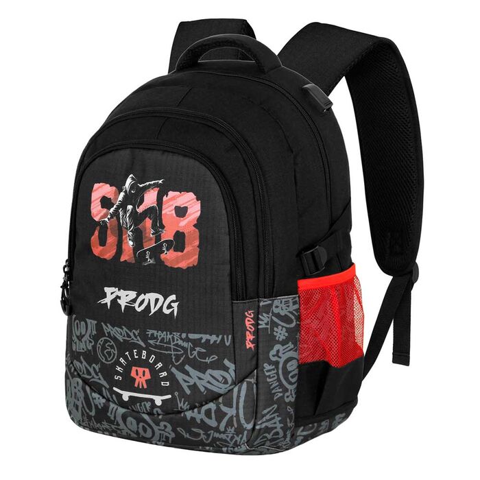 Mochila negra Running SK8 PRO DG con estampado de skate - 3