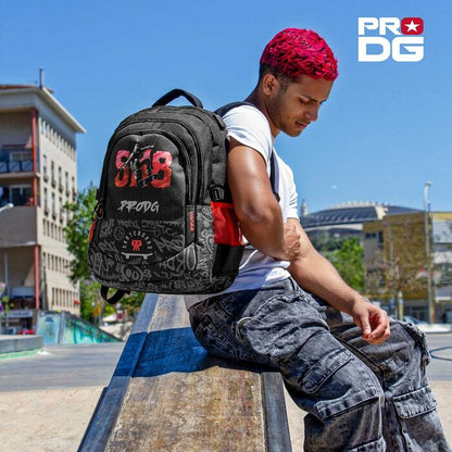 Mochila negra Running SK8 PRO DG con estampado de skate - 5