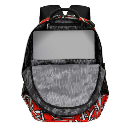 Mochila PRO DG roja con estampado de zapatillas - 2