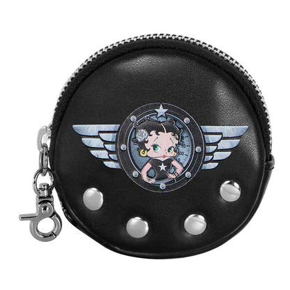Monedero negro Love de Betty Boop con alas y enganche metálico