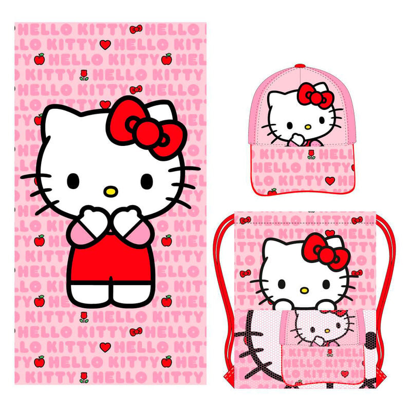 Set Hello Kitty con toalla, saco rosa y gorra a juego