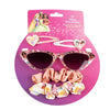 Set Princesas Disney con gafas de sol rosas, pinzas y coleteros