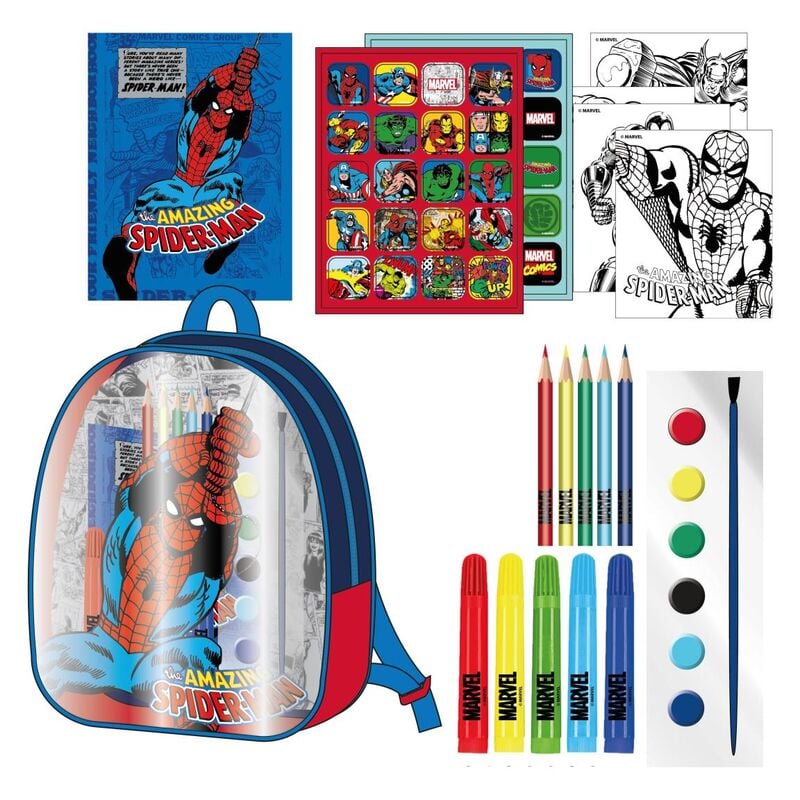 Set de papelería Marvel Spider-Man con mochila y material para colorear