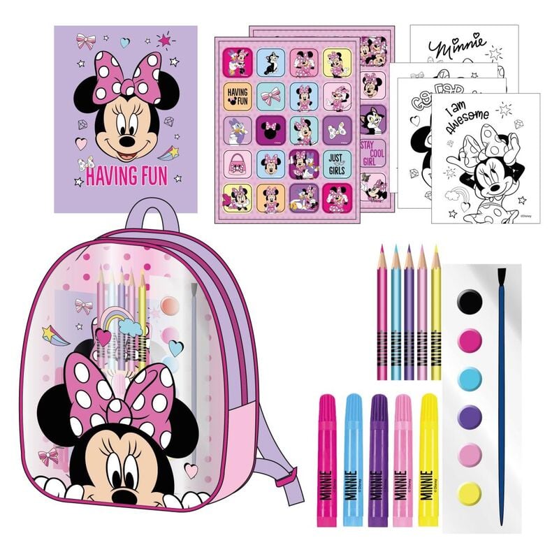 Set de papelería Minnie Disney con mochila y material para colorear