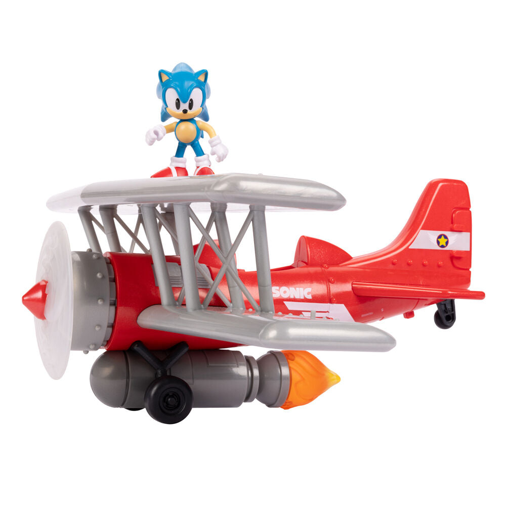 Tornado Biplane rojo con figura de Sonic de 6 cm
