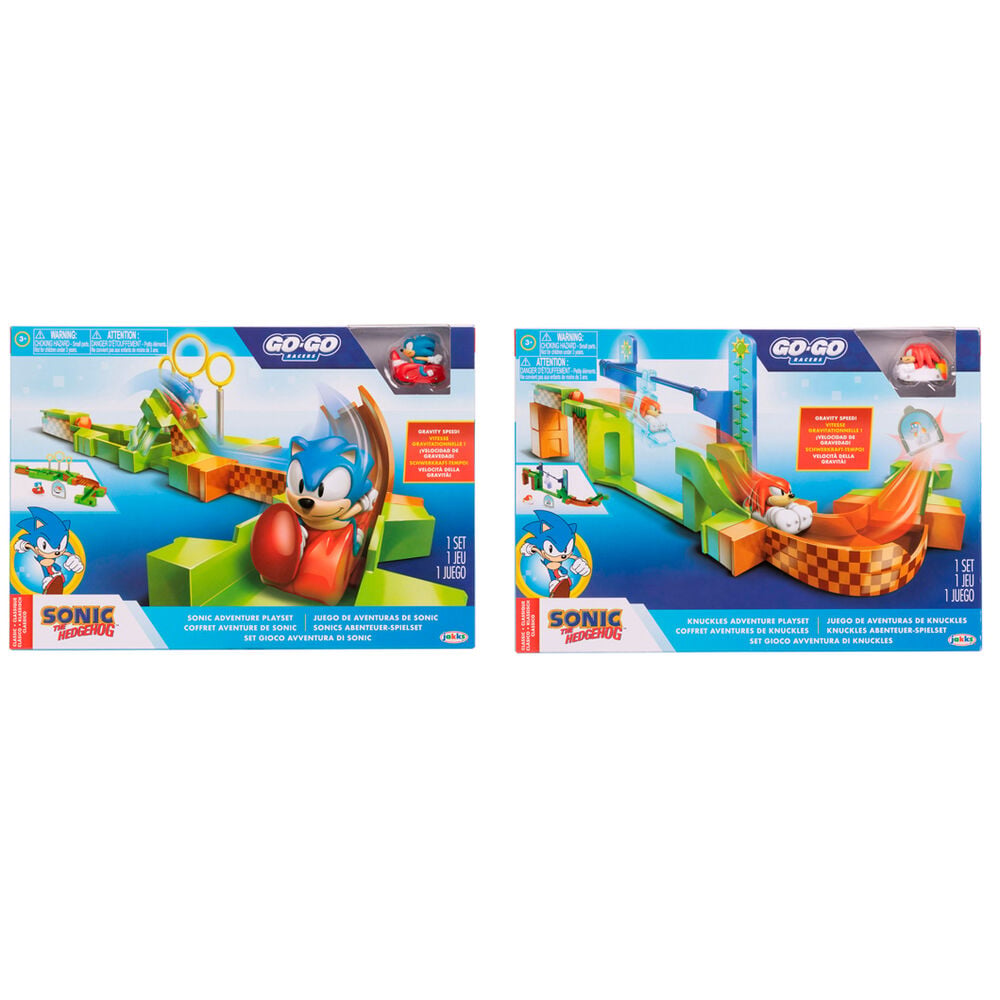 Playset Sonic Go-Go Racers con circuito de carreras y versión Knuckles