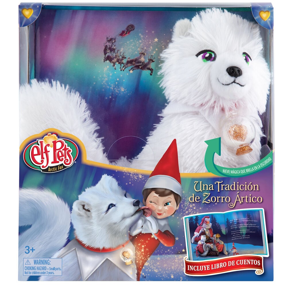 Set Elf Pets Zorro Ártico con peluche blanco, cuento y colgante mágico