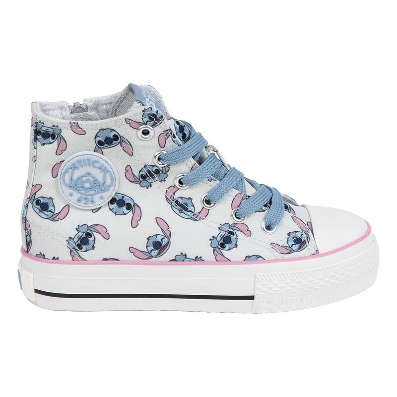 Zapatillas altas de loneta Stitch Disney con cordones azules