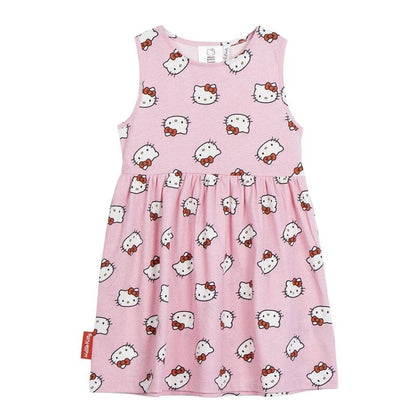 Vestido infantil rosa de algodón con estampado de Hello Kitty