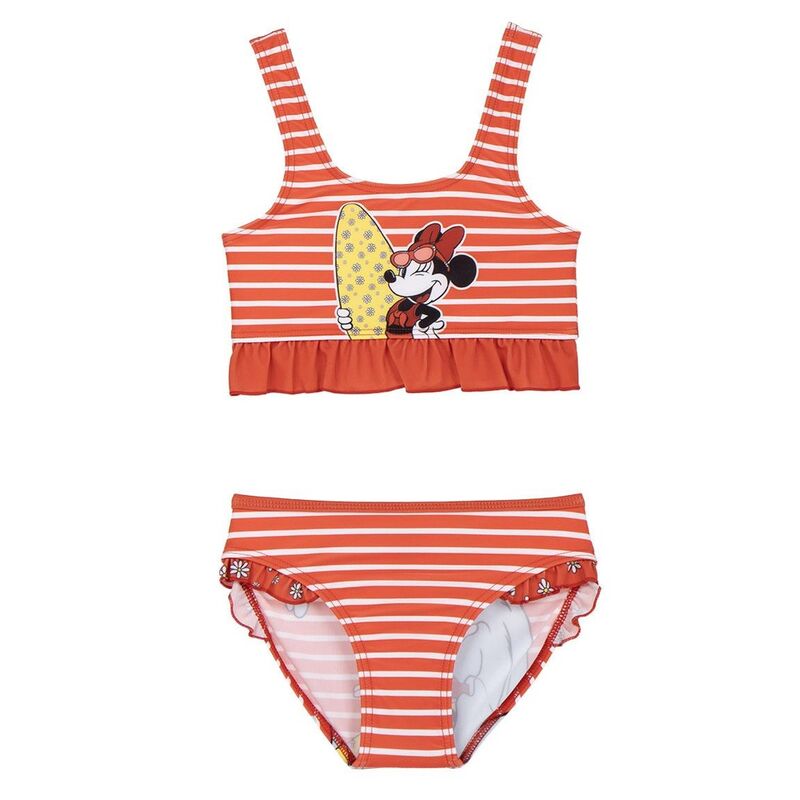 Bikini infantil de Minnie Disney con rayas rojas y blancas