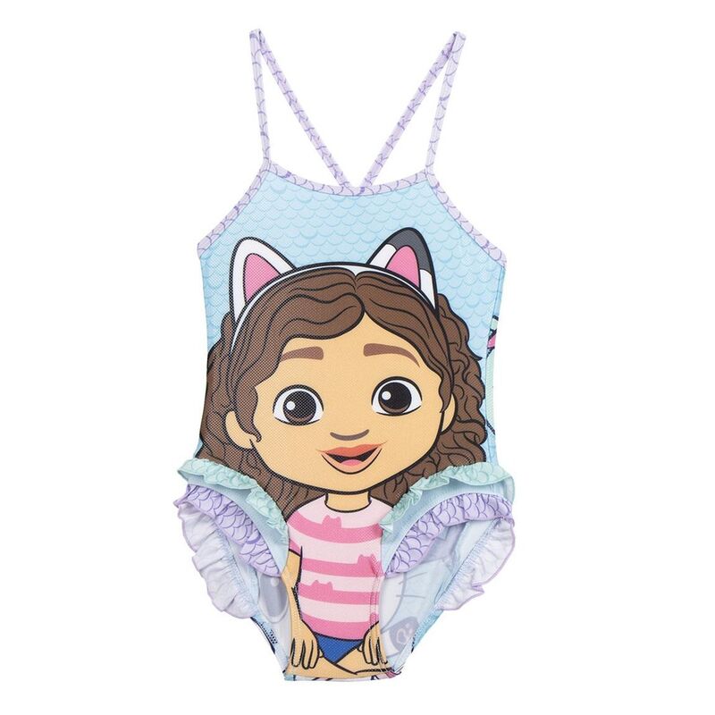 Bañador infantil de La Casa de Muñecas de Gabby con volantes