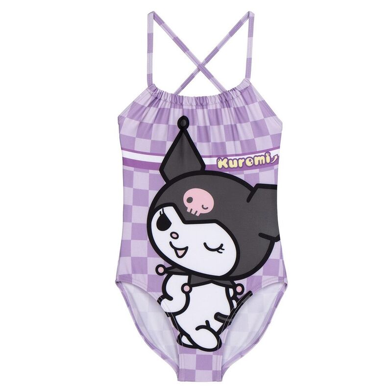 Bañador lila de una pieza con estampado frontal de Kuromi