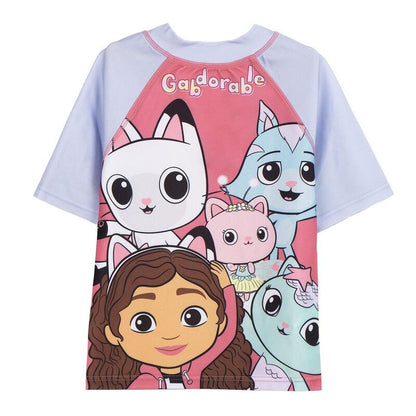 Camiseta de baño lila de Gabby con estampado de personajes