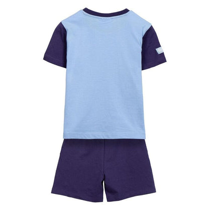 Conjunto infantil Bluey con camiseta azul y pantalón corto morado - 2