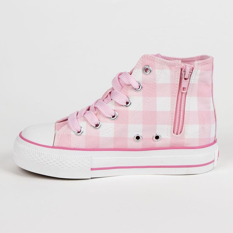 Zapatilla Barbie de caña alta en loneta rosa y blanca - 2