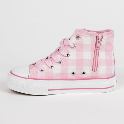 Zapatilla Barbie de caña alta en loneta rosa y blanca - 2