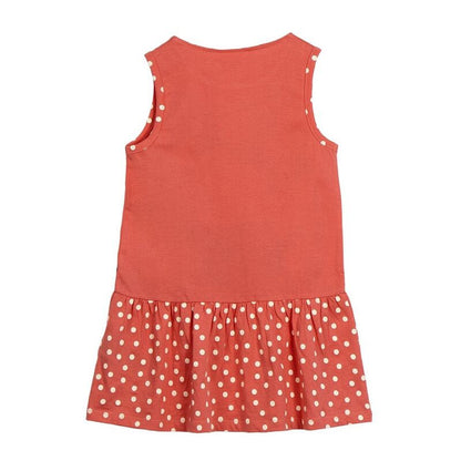 Vestido infantil rojo de Minnie Disney con falda de lunares blancos - 2