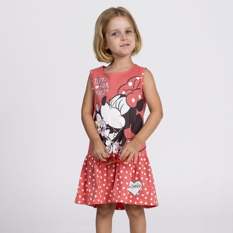 Vestido infantil rojo de Minnie Disney con falda de lunares blancos - 4