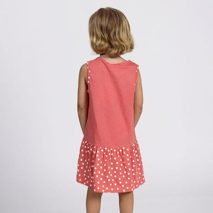 Vestido infantil rojo de Minnie Disney con falda de lunares blancos - 5