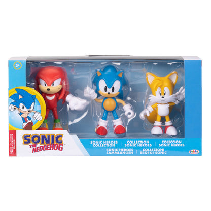 Blíster con figuras Classic Sonic, Knuckles y Tails de 10 cm