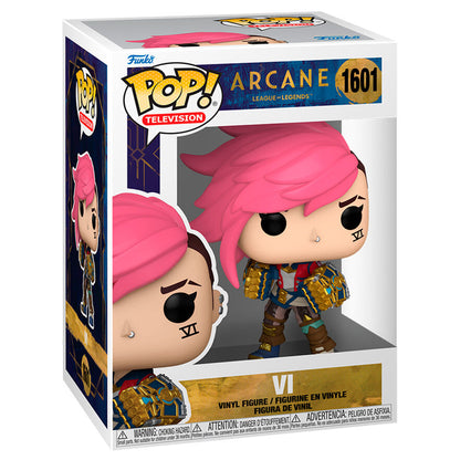 Figura Funko POP! de VI de League of Legends: Arcane con pelo rosa y guanteletes azules y dorados - 2