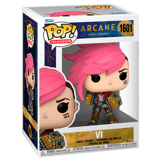 Figura Funko POP! de VI de League of Legends: Arcane con pelo rosa y guanteletes azules y dorados - 2