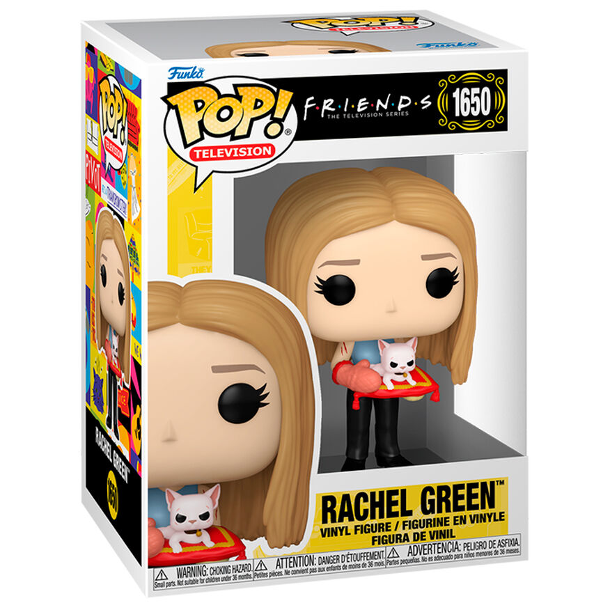Figura Funko POP! de Rachel Green con un gato blanco