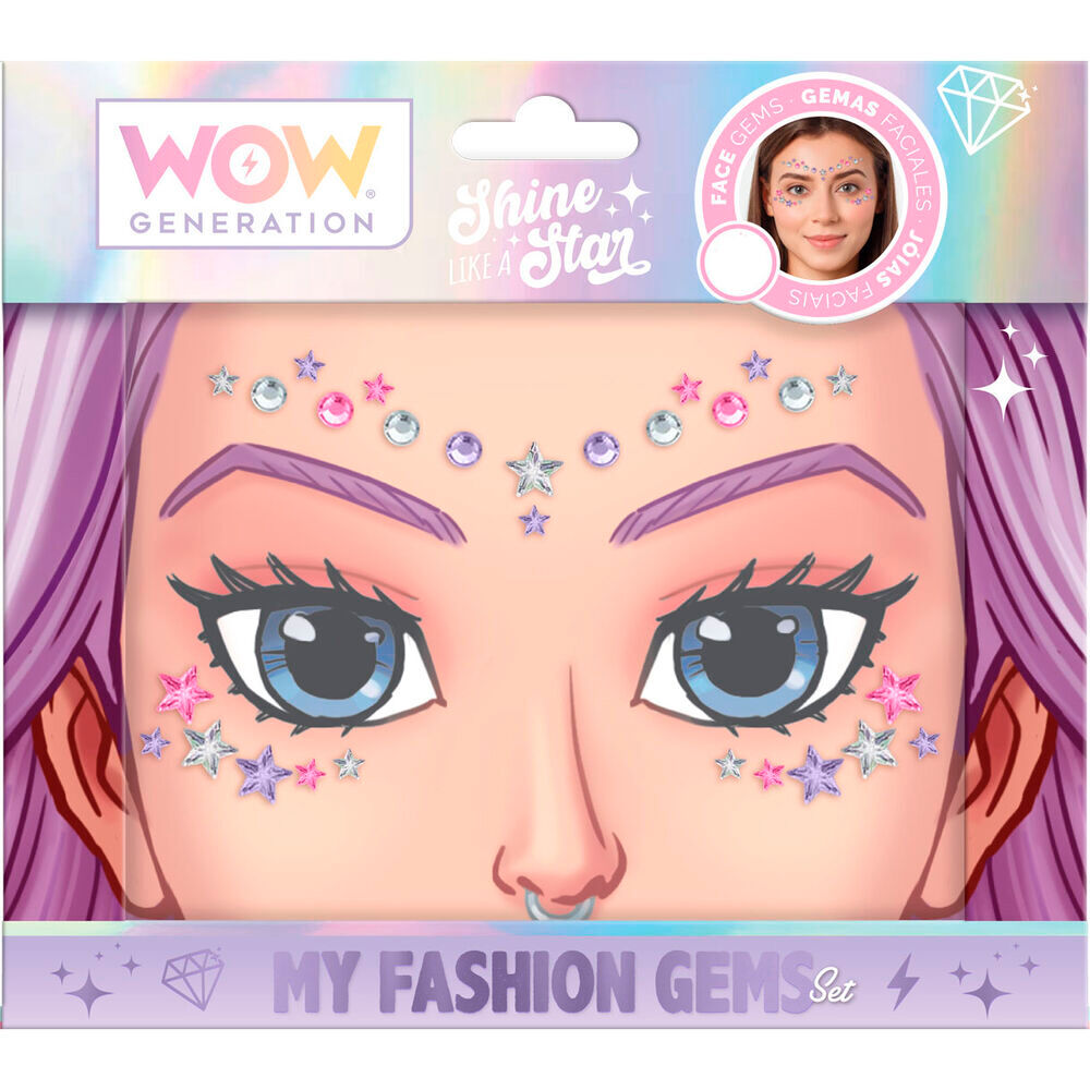 Pegatinas faciales Wow Generation surtidas con gemas y estrellas multicolor - 4