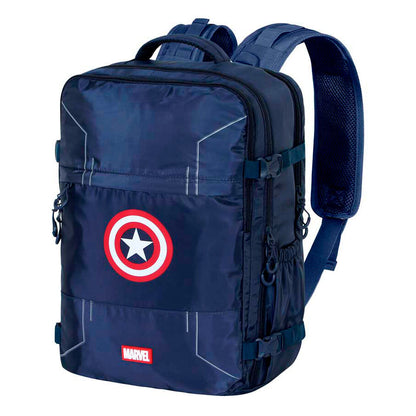 Mochila azul marino de Capitán América Marvel con escudo frontal