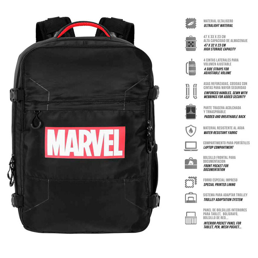 Mochila negra Marvel Comics de 49 cm con varios compartimentos - 2