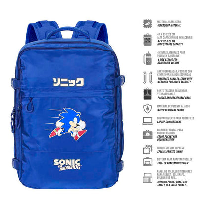 Mochila azul de Sonic the Hedgehog con varios compartimentos - 2